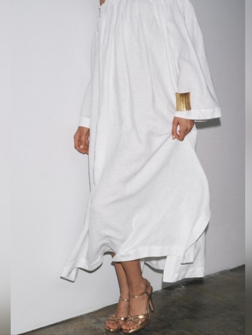 Zara 100% Linen Dress White Size M - Picture 9 of 16